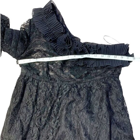 Givenchy Black Lace One Shoulder Long Sleeve Formal Dress Women’s Size 40 Medium - Picture 10 of 12